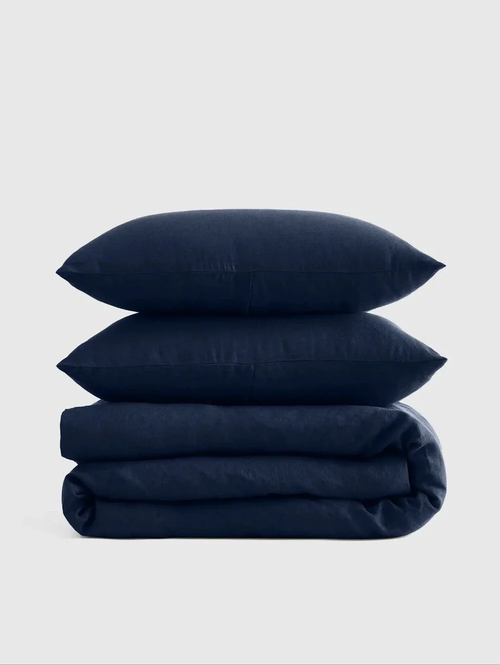 Quince European Linen  Duvet And Sham Set Full /queen Navy NWT